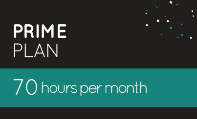 Promotional graphic for our EA Prime Plan, offering an incredible 70 hours per month.